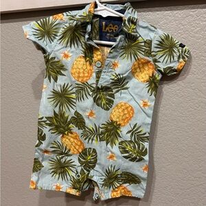 Lee Kids Pineapple Print Button Down Shirt - Green and Yellow